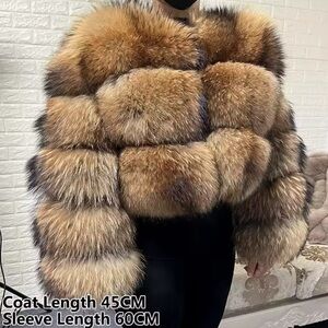 Raccoon Tan Fur Jacket Coat • Women • Size L (10) • NWOT